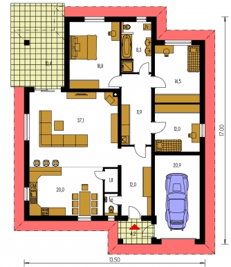 Grundriss des Erdgeschosses - BUNGALOW 132